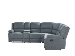 Corner Fabric Manual Recliner Sofa Grey Rokke