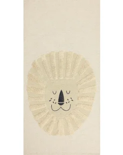 Cotton Kids Rug Lion Print 80 X 150 Cm Beige Balari