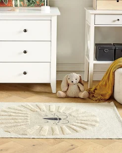 Cotton Kids Rug Lion Print 80 X 150 Cm Beige Balari