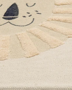 Cotton Kids Rug Lion Print 80 X 150 Cm Beige Balari