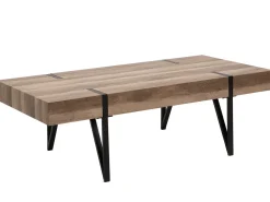 Couchtisch Brauner Holzfarbton / Schwarz Rechteckig 60 X 110 Cm Adena