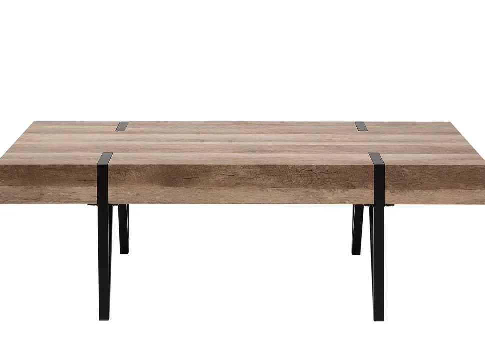 Couchtisch Brauner Holzfarbton / Schwarz Rechteckig 60 X 110 Cm Adena