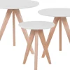 Couchtisch 3Er Set Weis / Hellbraun Rund Vegas