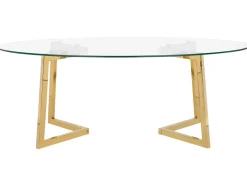 Couchtisch Glas Gold Oval Fresno