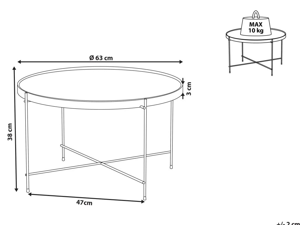 Couchtisch Glas Schwarz / Silber 63 Cm Lucea