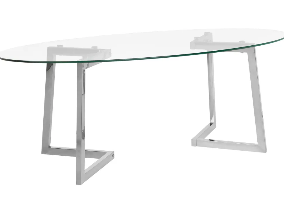 Couchtisch Glas Silber Oval Fresno
