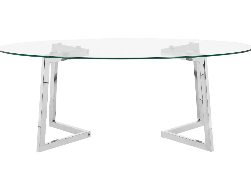 Couchtisch Glas Silber Oval Fresno