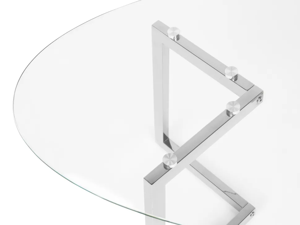 Couchtisch Glas Silber Oval Fresno