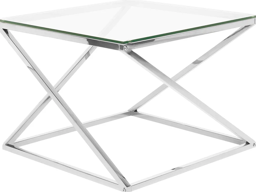 Couchtisch Glas Silber Quadratisch 60 X 60 Cm Beverly