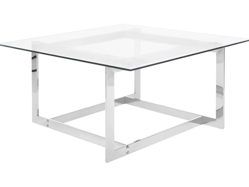 Couchtisch Glas Silber Quadratisch 80 X 80 Cm Crystal