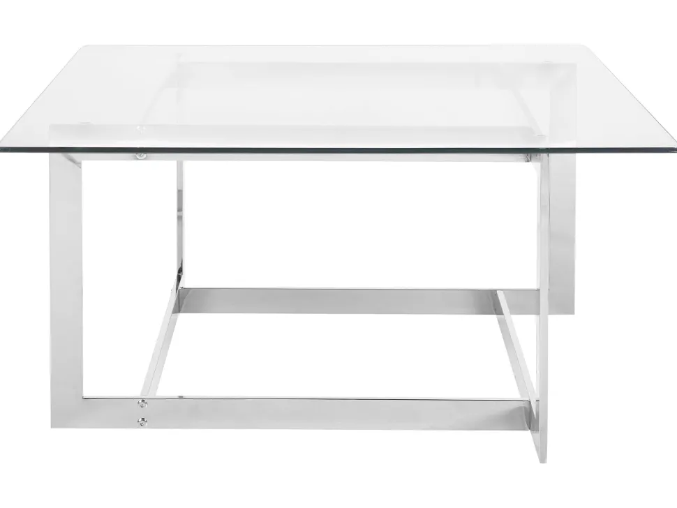 Couchtisch Glas Silber Quadratisch 80 X 80 Cm Crystal