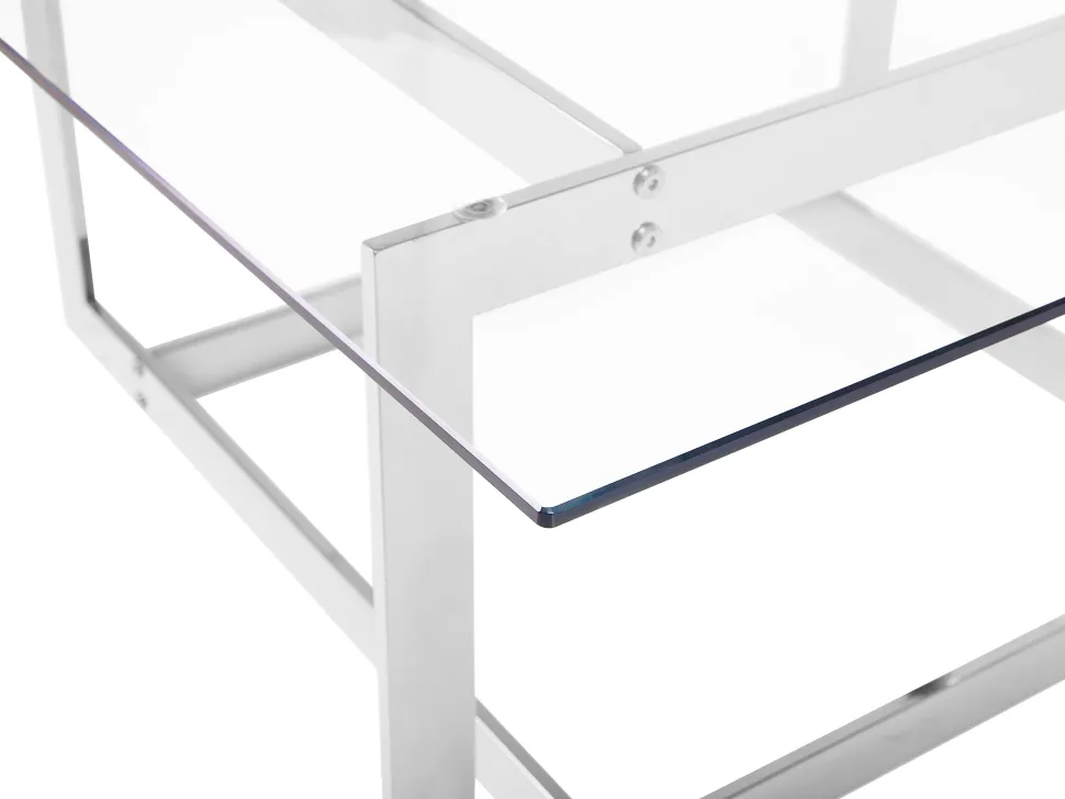 Couchtisch Glas Silber Quadratisch 80 X 80 Cm Crystal