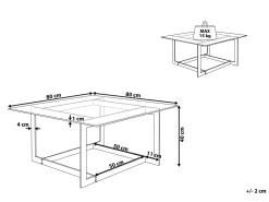 Couchtisch Glas Silber Quadratisch 80 X 80 Cm Crystal
