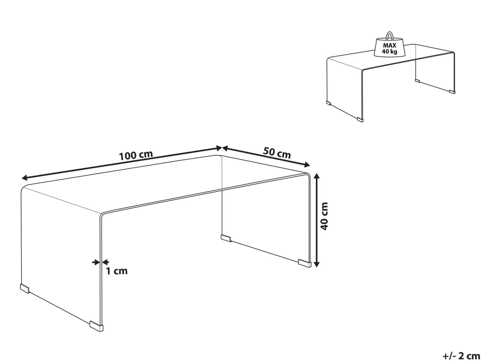 Couchtisch Glas Transparent 100 X 50 X 40 Cm Kendall