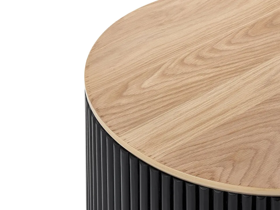 Couchtisch Heller Holzfarbton / Schwarz O 70 Cm Mit Stauraum Kirkwood