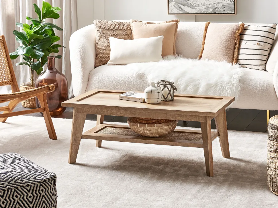 Couchtisch Heller Holzfarbton 100 X 50 Cm Simla