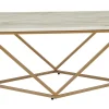 Couchtisch Marmor Optik Beige / Gold Quadratisch 80 X 80 Cm Malibu