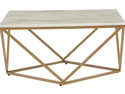 Couchtisch Marmor Optik Beige / Gold Quadratisch 80 X 80 Cm Malibu
