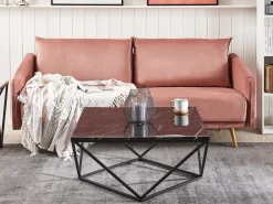 Couchtisch Marmor Optik Schwarz Quadratisch 80 X 80 Cm Malibu