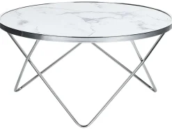 Couchtisch Marmor Optik Weis / Silber 80 Cm Meridian Ii