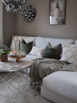 Couchtisch Marmor Optik Weis / Silber 80 Cm Meridian Ii