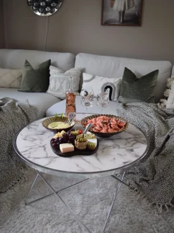 Couchtisch Marmor Optik Weis / Silber 80 Cm Meridian Ii