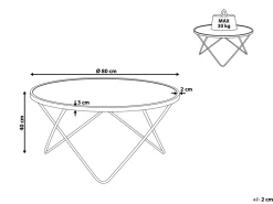 Couchtisch Marmor Optik Weis / Silber 80 Cm Meridian Ii