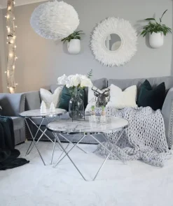 Couchtisch Marmor Optik Weis / Silber 80 Cm Meridian Ii