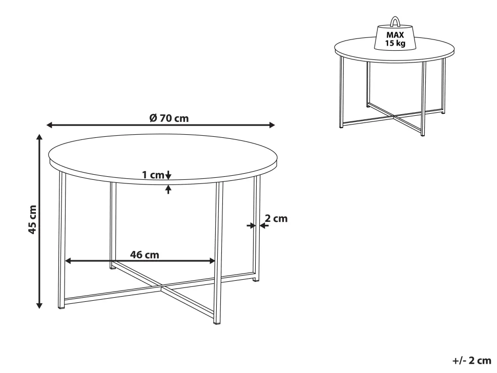 Couchtisch Marmor Optik Weis / Gold 70 Cm Quincy