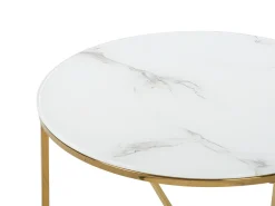 Couchtisch Marmor Optik Weis / Gold 70 Cm Quincy