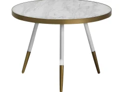 Couchtisch Marmor Optik Weis / Gold 61 Cm Ramona