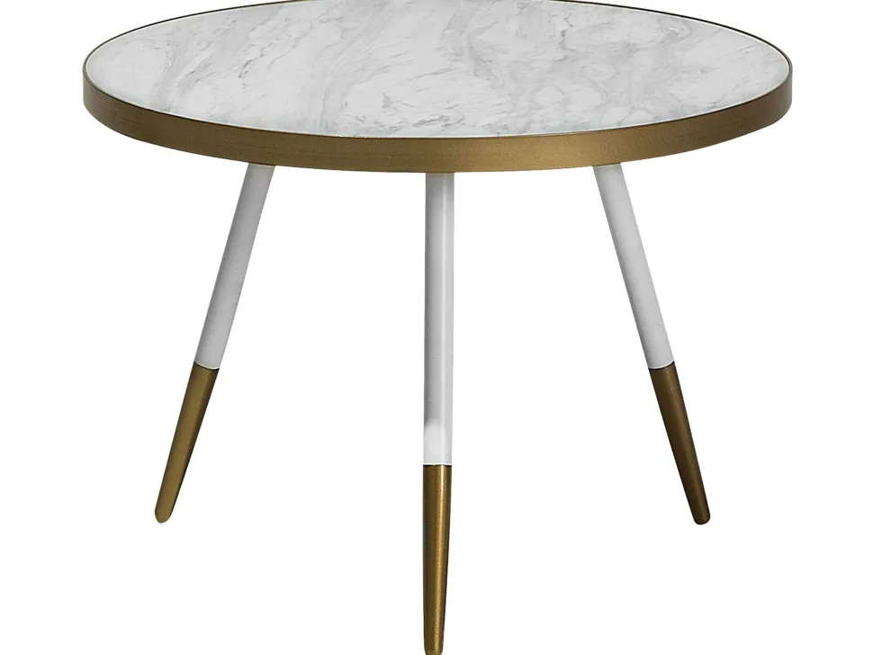 Couchtisch Marmor Optik Weis / Gold 61 Cm Ramona