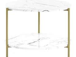 Couchtisch Marmor Optik Weis / Gold O 60 Cm Reva
