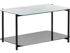 Couchtisch Marmor Optik Weis / Schwarz Rechteckig Gloster