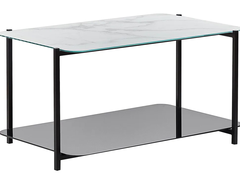 Couchtisch Marmor Optik Weis / Schwarz Rechteckig Gloster