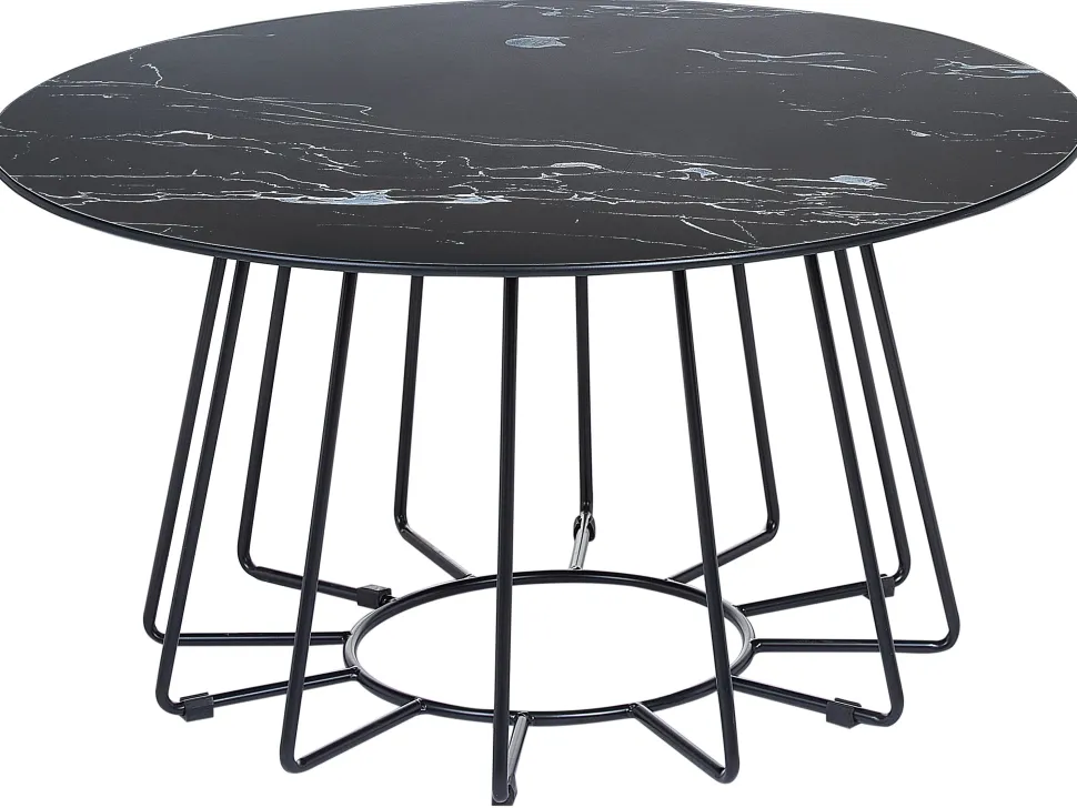 Couchtisch Marmor-Effekt Schwarz O 80 Cm Bernie