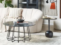 Couchtisch Marmor-Effekt Schwarz O 80 Cm Bernie