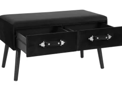 Couchtisch Schwarz Samtstoff Rechteckig 40 X 80 Cm Amtrak