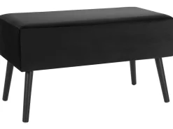 Couchtisch Schwarz Samtstoff Rechteckig 40 X 80 Cm Amtrak