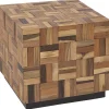 Couchtisch Teakholz Braun Quadratisch 45 X 45 Cm Gameti