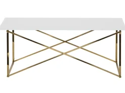 Couchtisch Weis / Gold Rechteckig 100 X 50 Cm Emporia