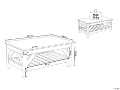 Couchtisch Weis / Heller Holzfarbton Rechteckig 100 X 60 Cm Savannah