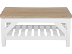 Couchtisch Weis / Heller Holzfarbton Rechteckig 100 X 60 Cm Savannah