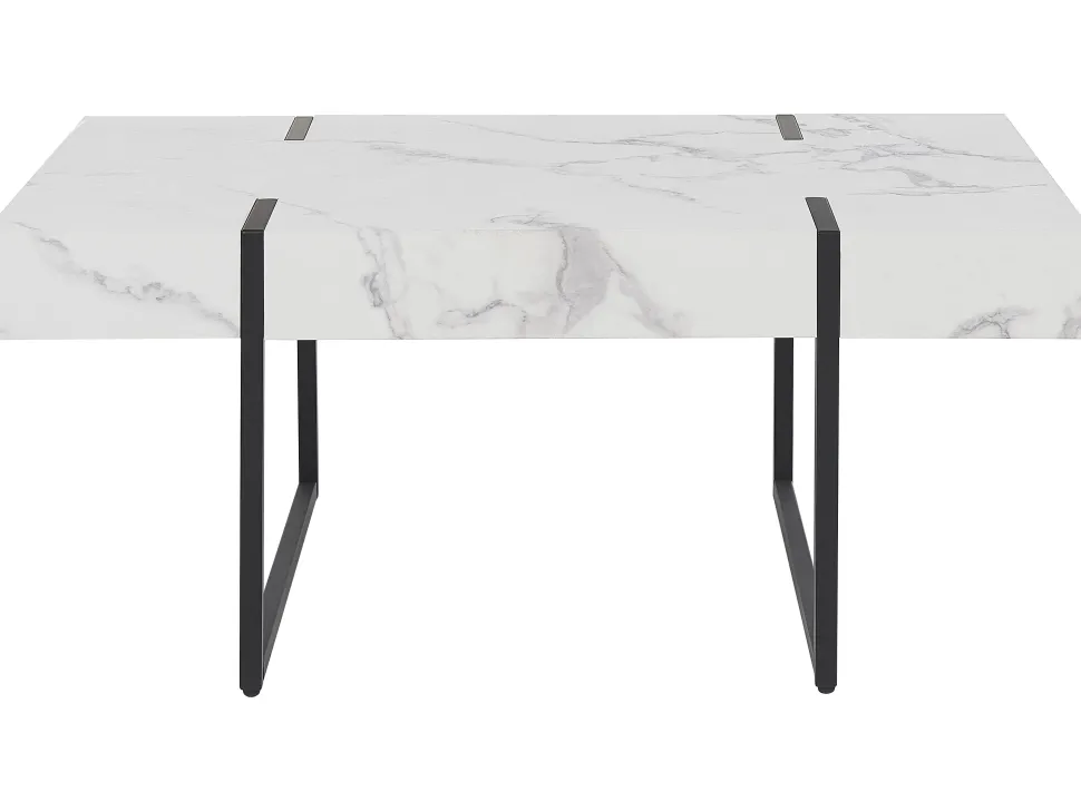 Couchtisch Weis / Schwarz Marmor Optik Rechteckig Merced