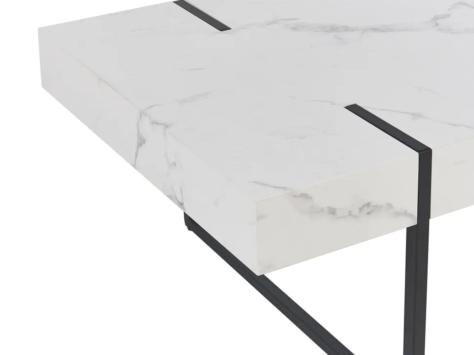 Couchtisch Weis / Schwarz Marmor Optik Rechteckig Merced