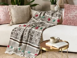 Decke Baumwolle Beige / Braun 130 X 180 Cm Orientalisches Muster Chinsurah