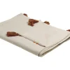 Decke Baumwolle Beige / Orange Lama-Motiv 130 X 180 Cm Khandwa