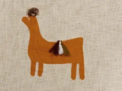Decke Baumwolle Beige / Orange Lama-Motiv 130 X 180 Cm Khandwa