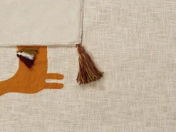 Decke Baumwolle Beige / Orange Lama-Motiv 130 X 180 Cm Khandwa