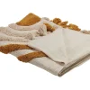 Decke Baumwolle Beige / Orange 130 X 180 Cm Geometrisches Muster Mathura